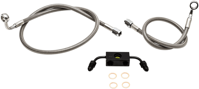 LA CHOPPERS 1741-4649 Brake Lines - 12" - 14" Ape Hanger Handlebars - Stainless Steel