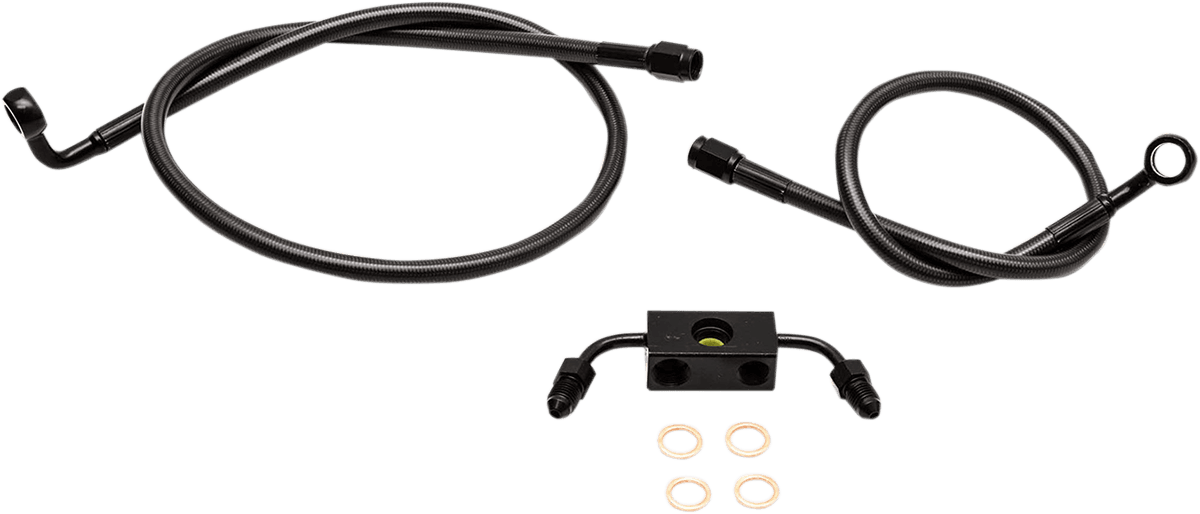 LA CHOPPERS 1741-4651 Brake Lines - 12" - 14" Ape Hanger Handlebars - Midnight