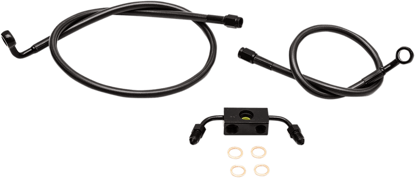 LA CHOPPERS 1741-4651 Brake Lines - 12" - 14" Ape Hanger Handlebars - Midnight