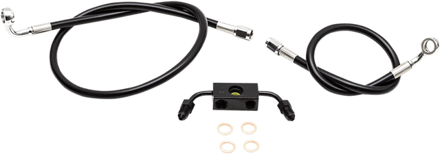 LA CHOPPERS 1741-4653 Brake Line - 15" - 17" Ape Hanger Handlebars - Black