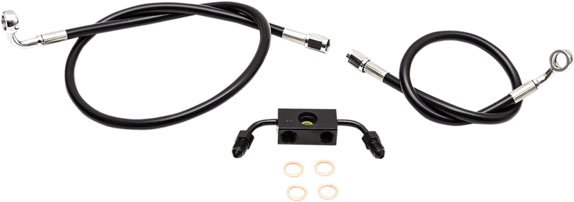 LA CHOPPERS 1741-4653 Brake Line - 15" - 17" Ape Hanger Handlebars - Black