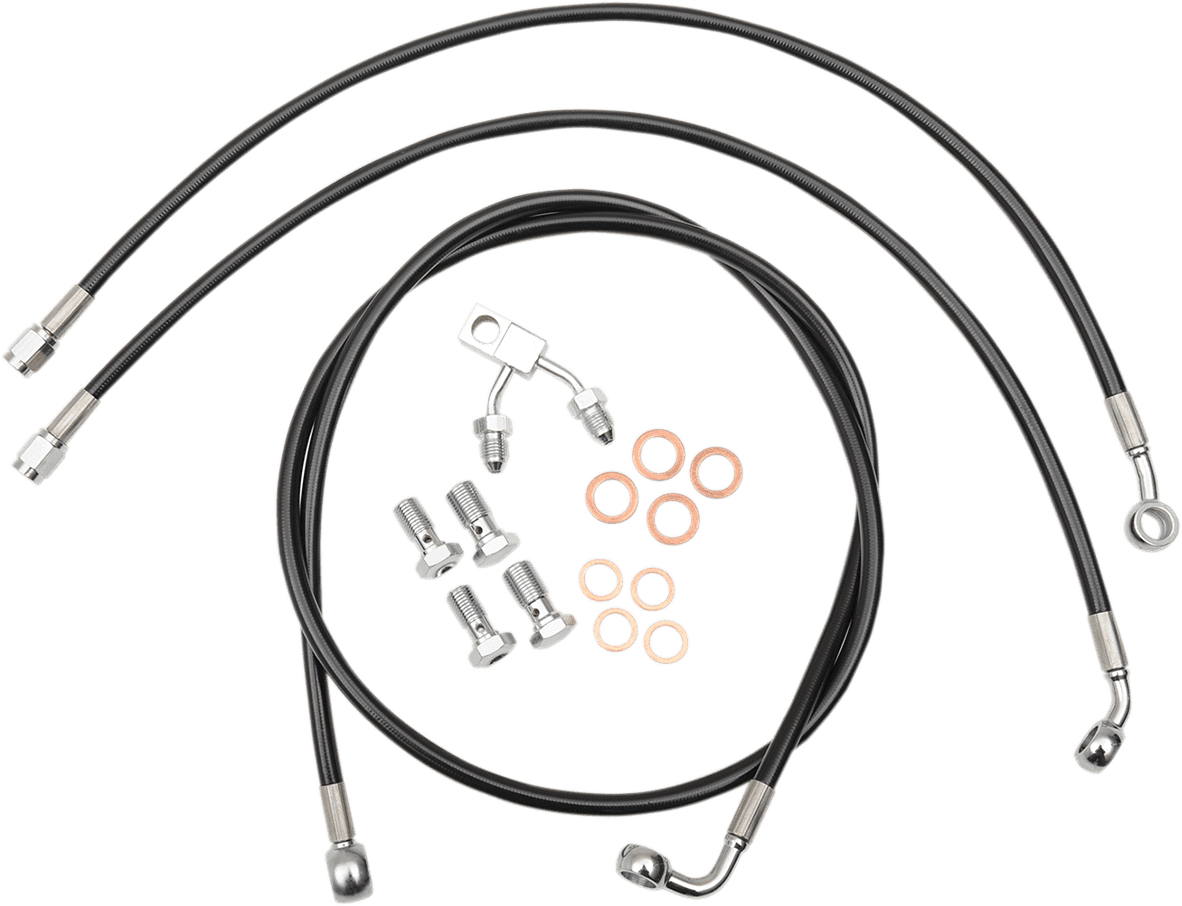 LA CHOPPERS 1741-5095 Brake Line - 15" - 17" Ape Hanger Handlebars - Black