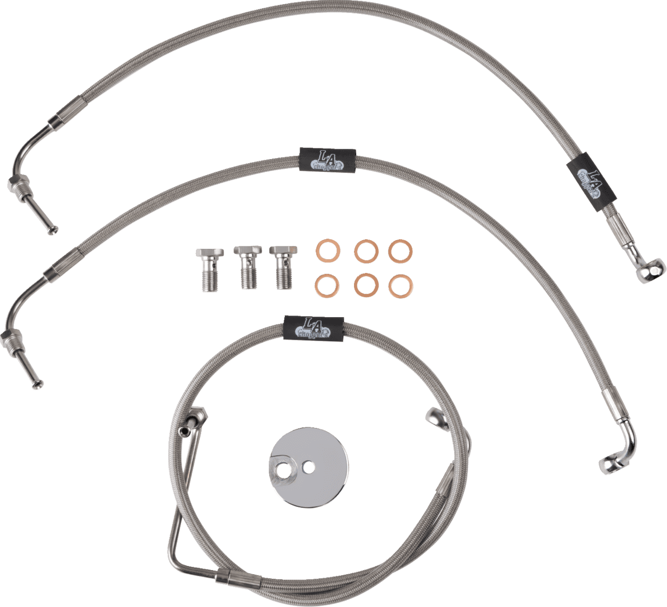 LA CHOPPERS 1741-5100 Brake Lines - 12" - 14" Ape Hanger Handlebars - Stainless Steel