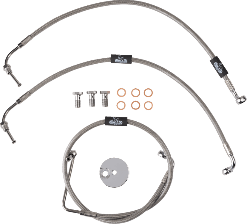 LA CHOPPERS 1741-5100 Brake Lines - 12" - 14" Ape Hanger Handlebars - Stainless Steel