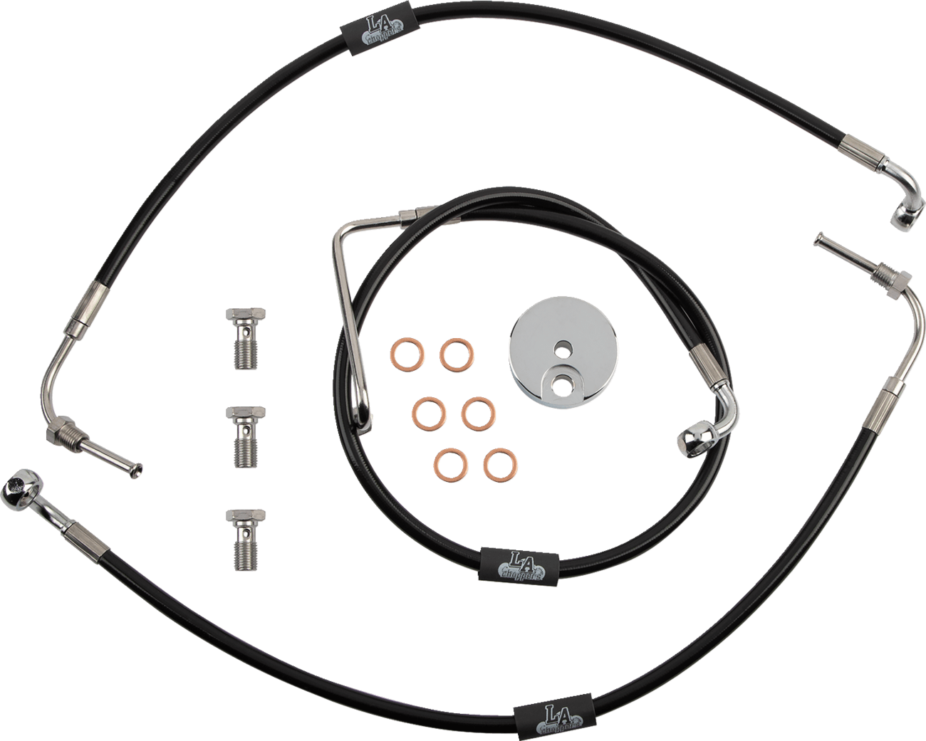 LA CHOPPERS 1741-5101 Brake Line - 12" - 14" Ape Hanger Handlebars - Black