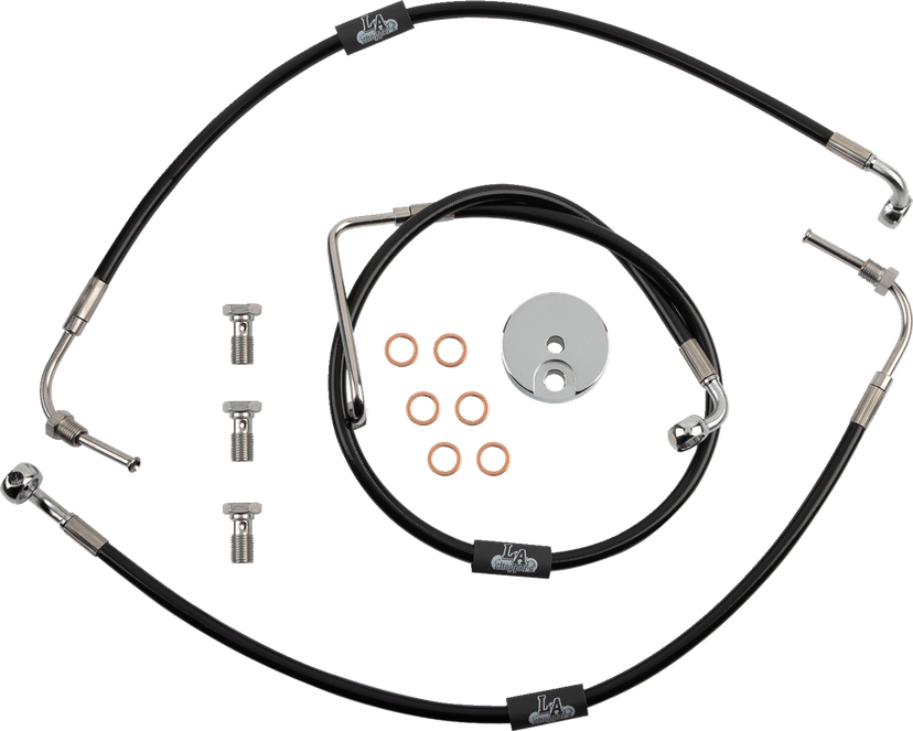 LA CHOPPERS 1741-5101 Brake Line - 12" - 14" Ape Hanger Handlebars - Black