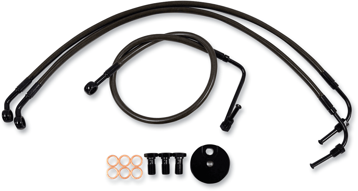 LA CHOPPERS 1741-5102 Brake Lines - 12" - 14" Ape Hanger Handlebars - Midnight