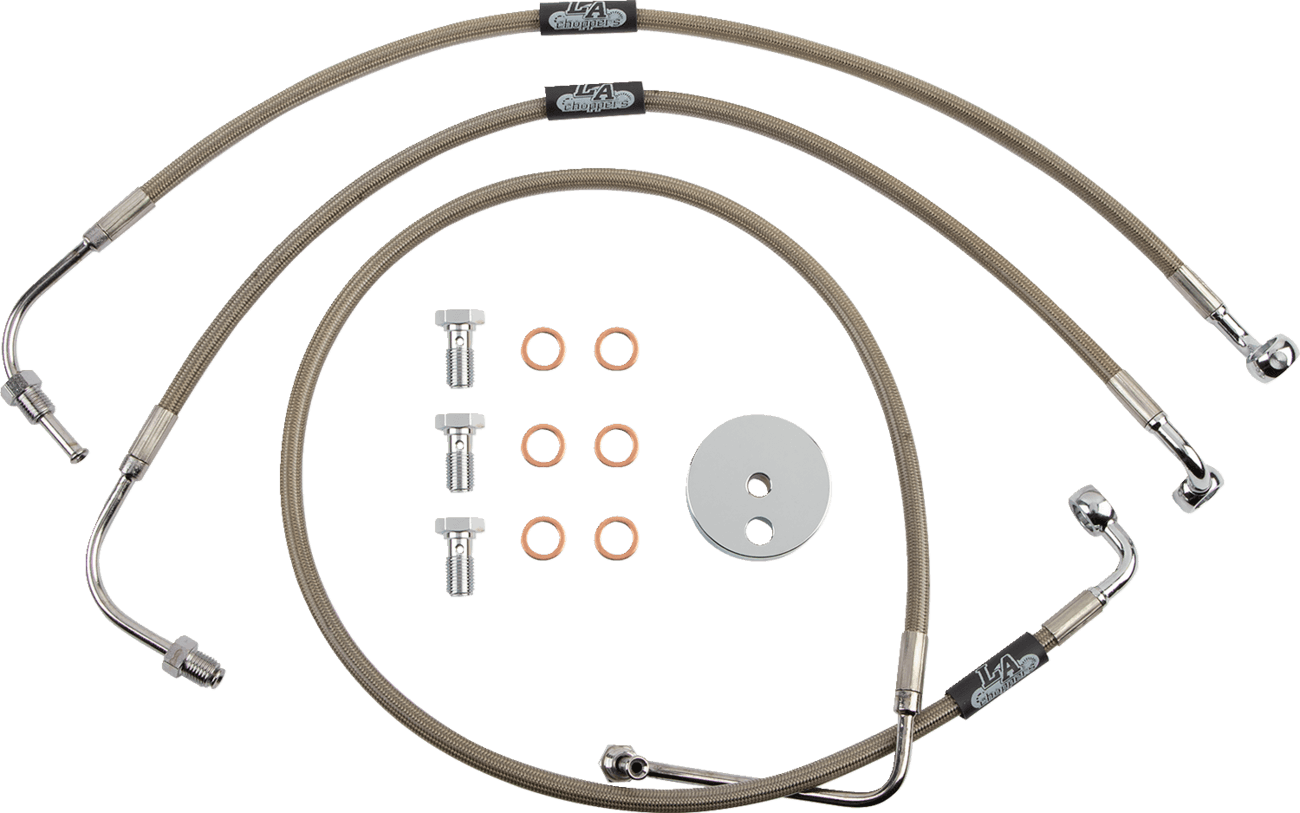 LA CHOPPERS 1741-5103 Brake Lines - 15" - 17" Ape Hanger Handlebars - Stainless Steel