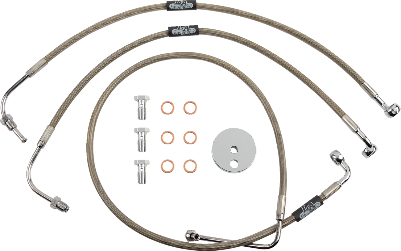 LA CHOPPERS 1741-5103 Brake Lines - 15" - 17" Ape Hanger Handlebars - Stainless Steel