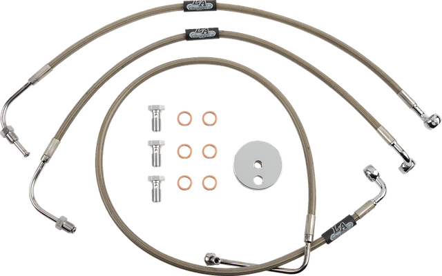 LA CHOPPERS 1741-5103 Brake Lines - 15" - 17" Ape Hanger Handlebars - Stainless Steel