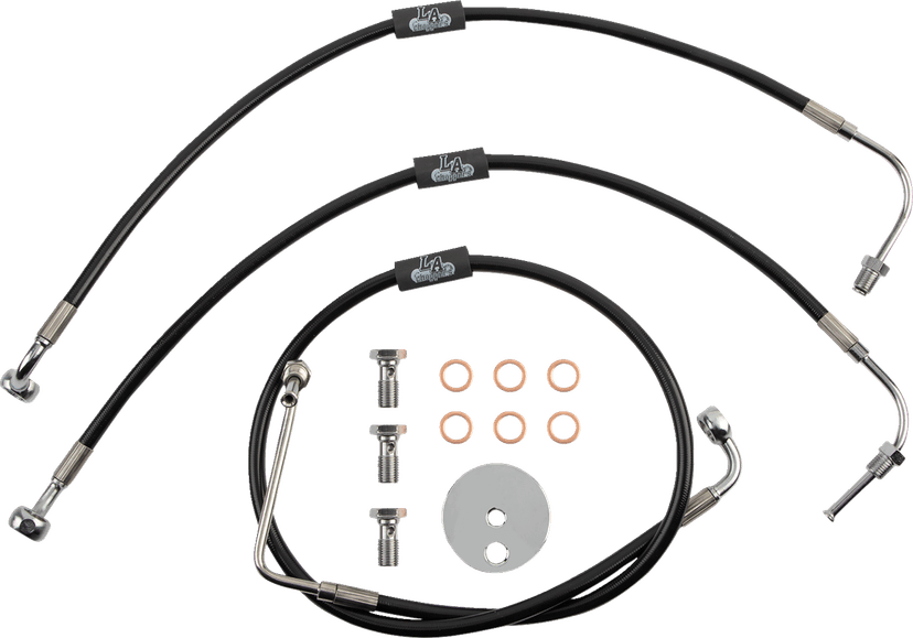 LA CHOPPERS 1741-5104 Brake Line - 15" - 17" Ape Hanger Handlebars - Black