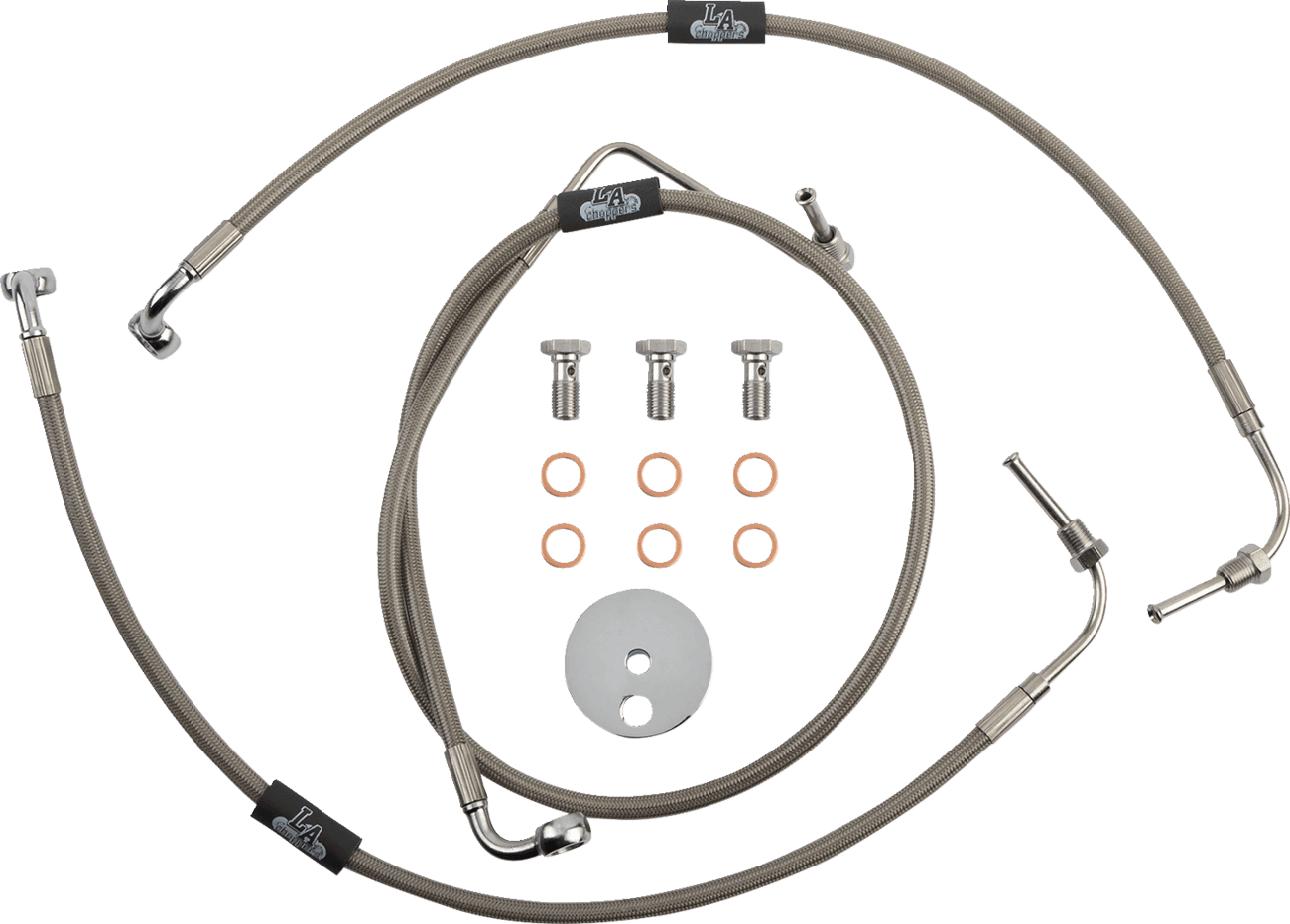 LA CHOPPERS 1741-5106 Brake Lines - 18" - 20" Ape Hanger Handlebars - Stainless Steel