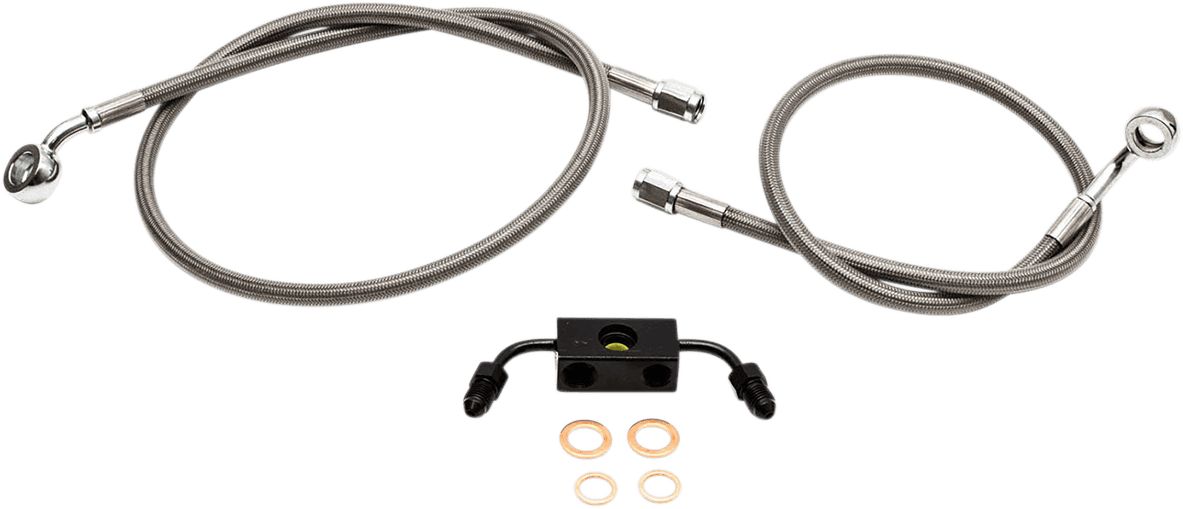 LA CHOPPERS 1741-5109 Brake Lines - 12" - 14" Ape Hanger Handlebars - Stainless Steel