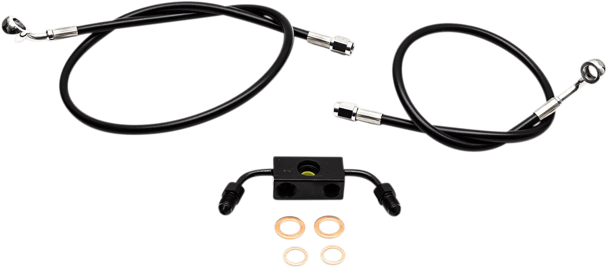 LA CHOPPERS 1741-5113 Brake Line - 15" - 17" Ape Hanger Handlebars - Black