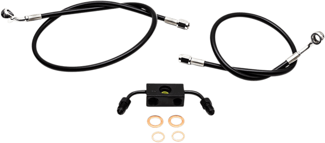 LA CHOPPERS 1741-5113 Brake Line - 15" - 17" Ape Hanger Handlebars - Black