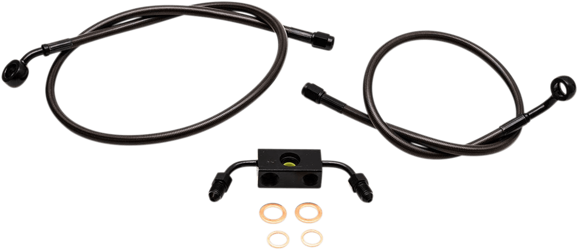 LA CHOPPERS 1741-5114 Brake Lines - 15" - 17" Ape Hanger Handlebars - Midnight