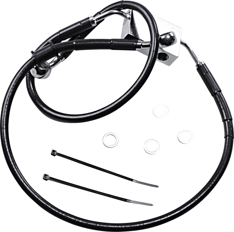 DRAG SPECIALTIES 1741-5291 Brake Line - Front - +4" - Black - XL