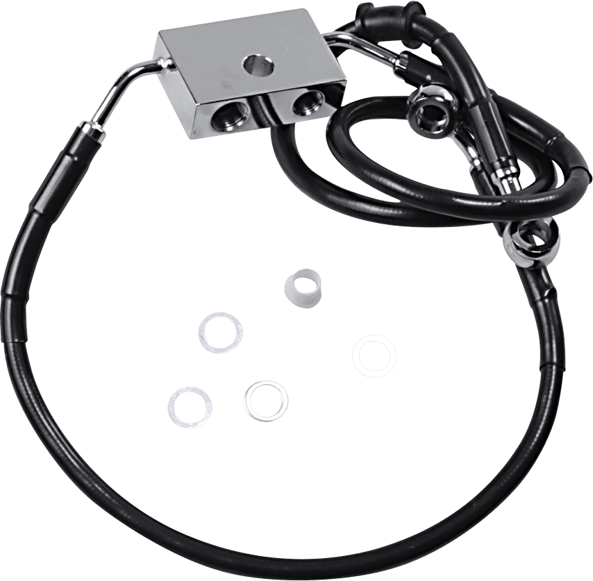 DRAG SPECIALTIES 1741-5293 Brake Line - Front - +6" - Black - XL