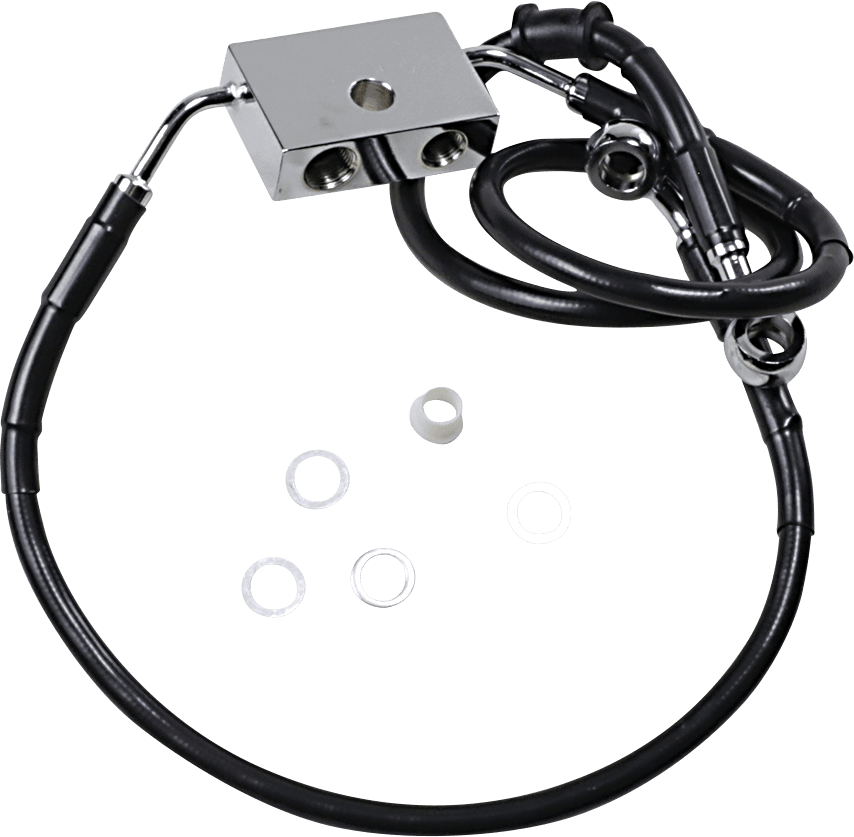 DRAG SPECIALTIES 1741-5293 Brake Line - Front - +6" - Black - XL