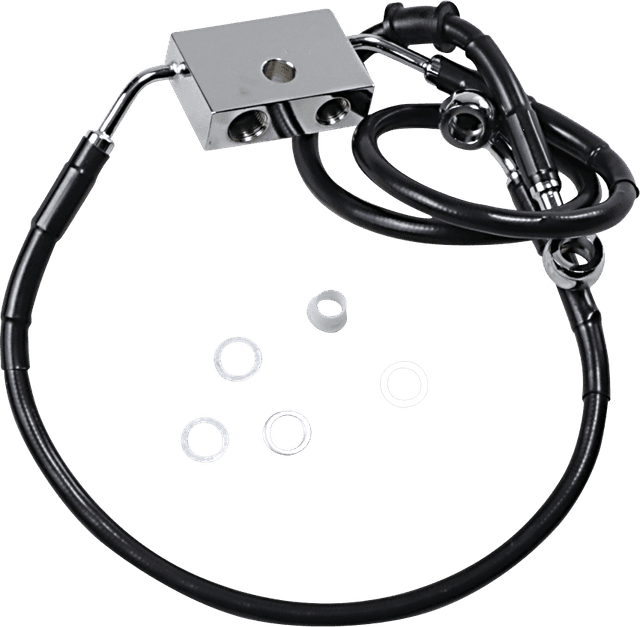 DRAG SPECIALTIES 1741-5293 Brake Line - Front - +6" - Black - XL