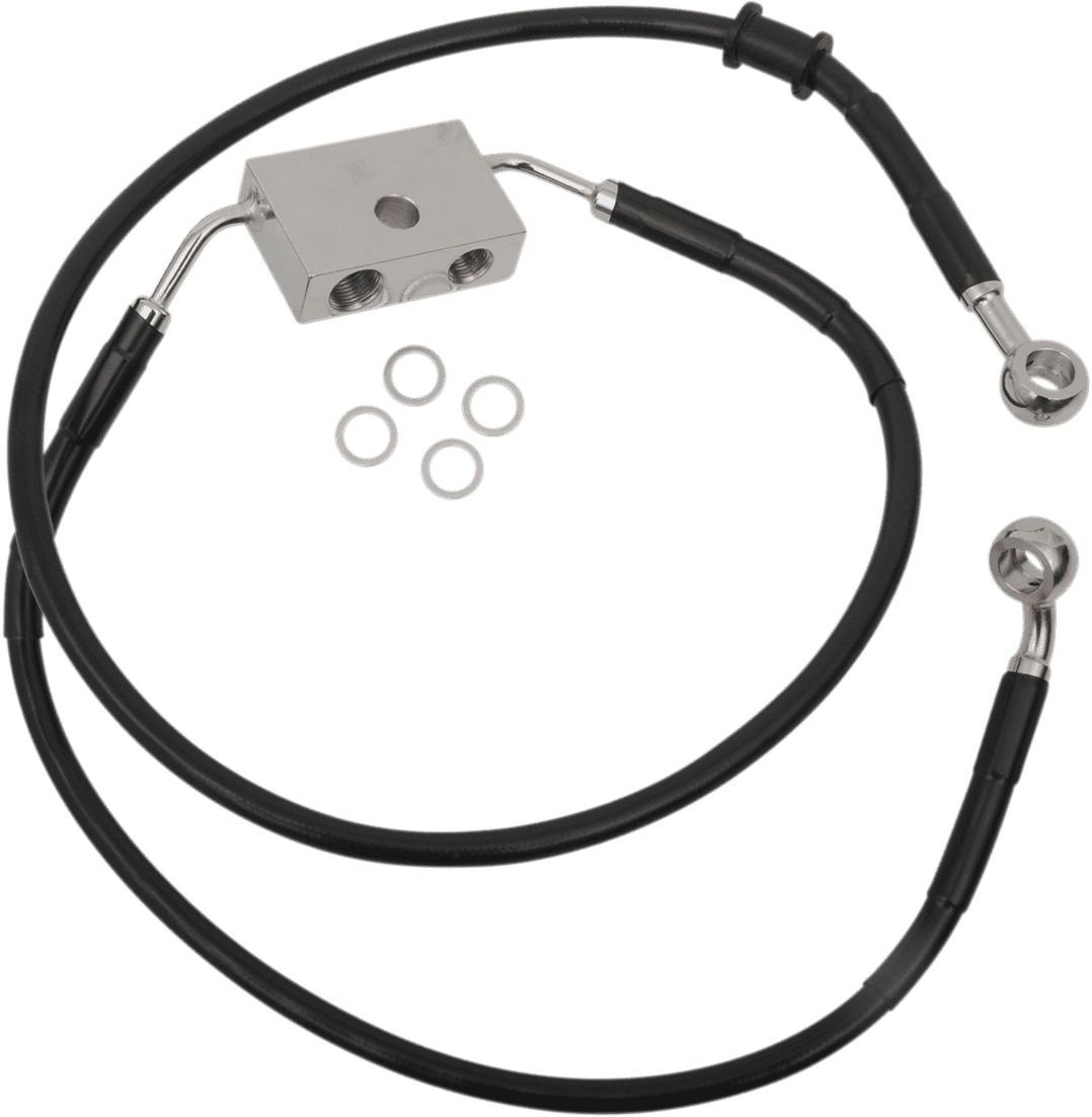 DRAG SPECIALTIES 1741-5295 Brake Line - Front - +8" - Black - XL