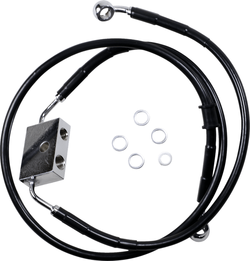 DRAG SPECIALTIES 1741-5313 Brake Line - Front - +12" - Black - XL