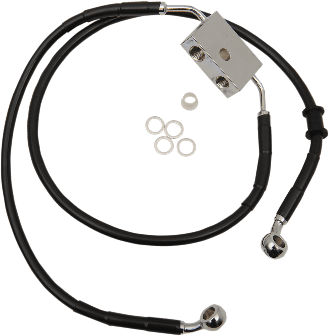 DRAG SPECIALTIES 1741-5321 Brake Line - Front - +6" - Black - XL