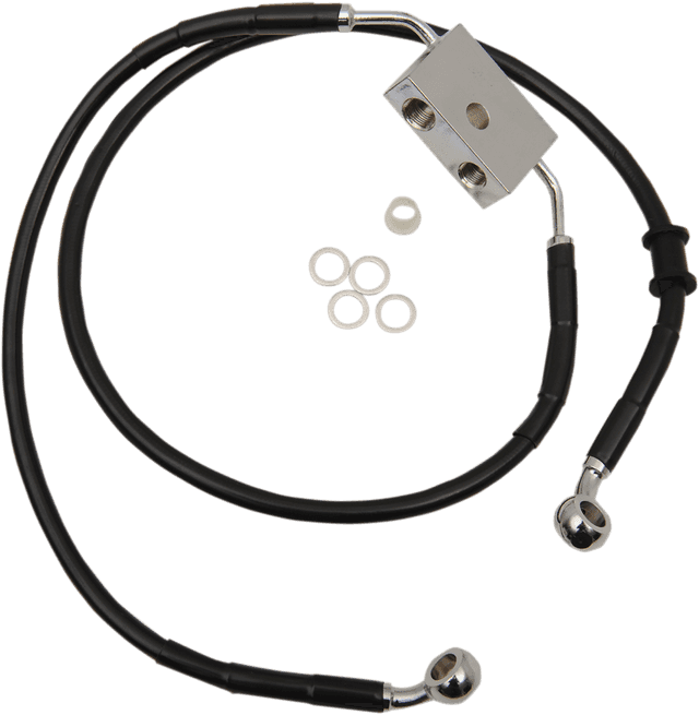 DRAG SPECIALTIES 1741-5323 Brake Line - Front - +8" - Black - XL