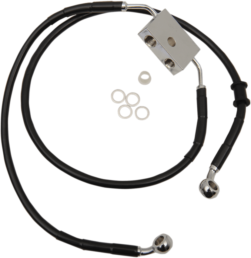 DRAG SPECIALTIES 1741-5323 Brake Line - Front - +8" - Black - XL
