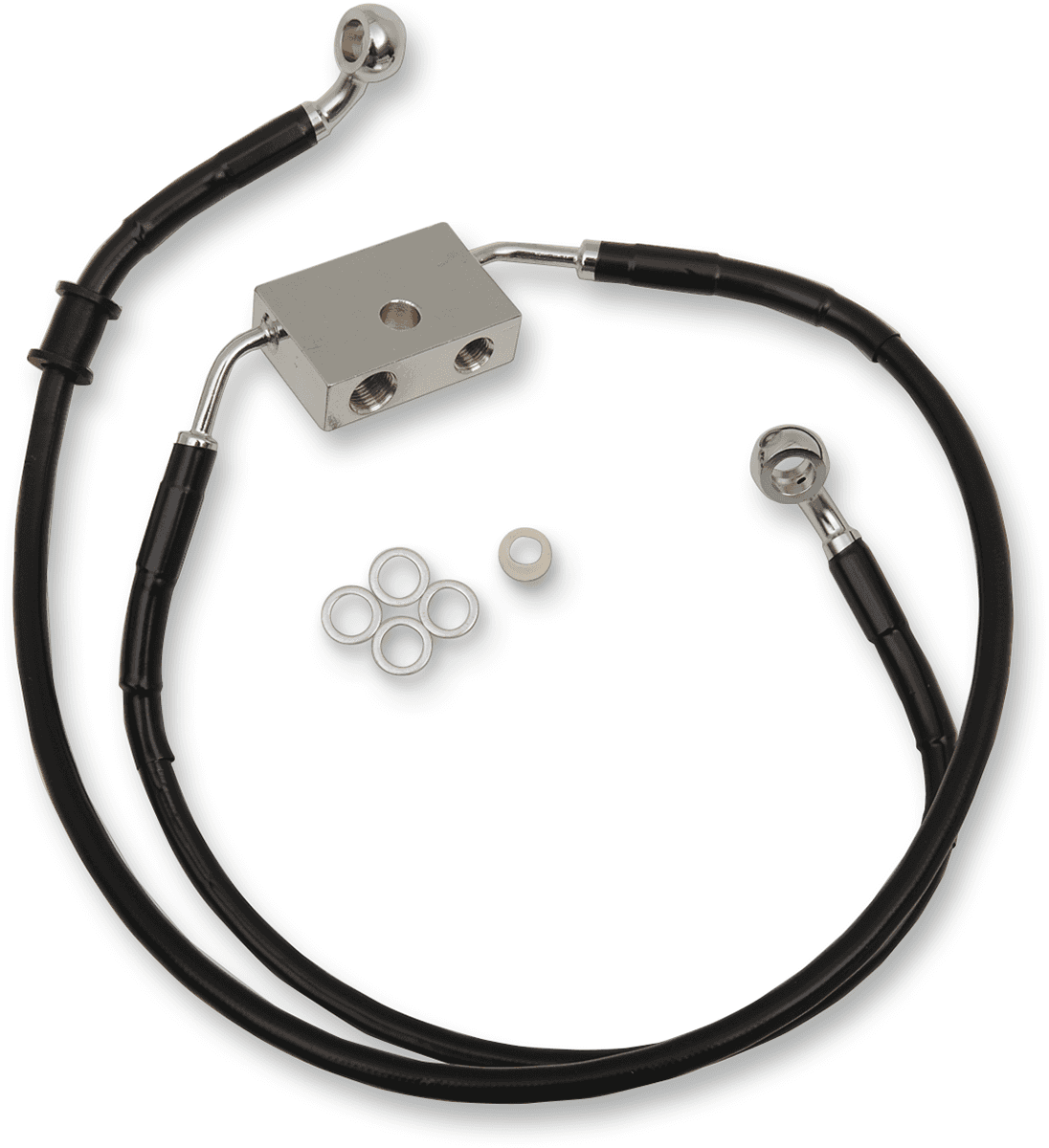 DRAG SPECIALTIES 1741-5333 Brake Line - Front - +4" - Black - XL