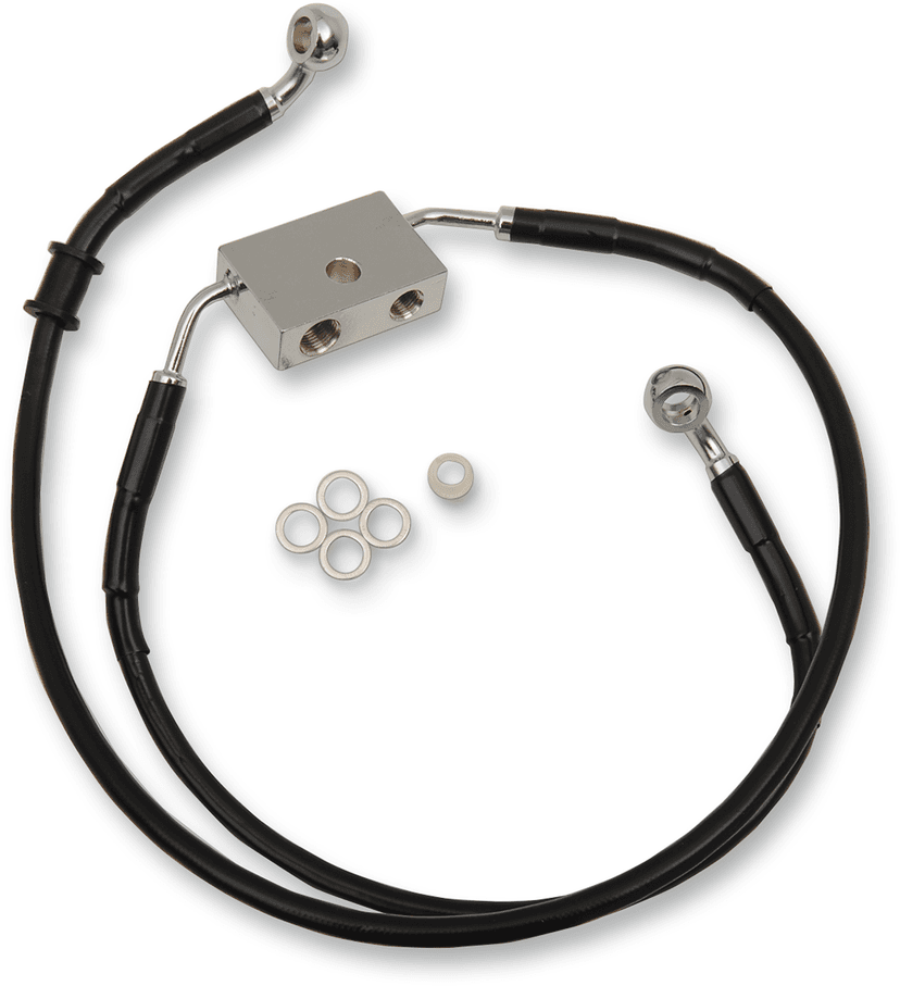 DRAG SPECIALTIES 1741-5339 Brake Line - Front - +10" - Black - XL