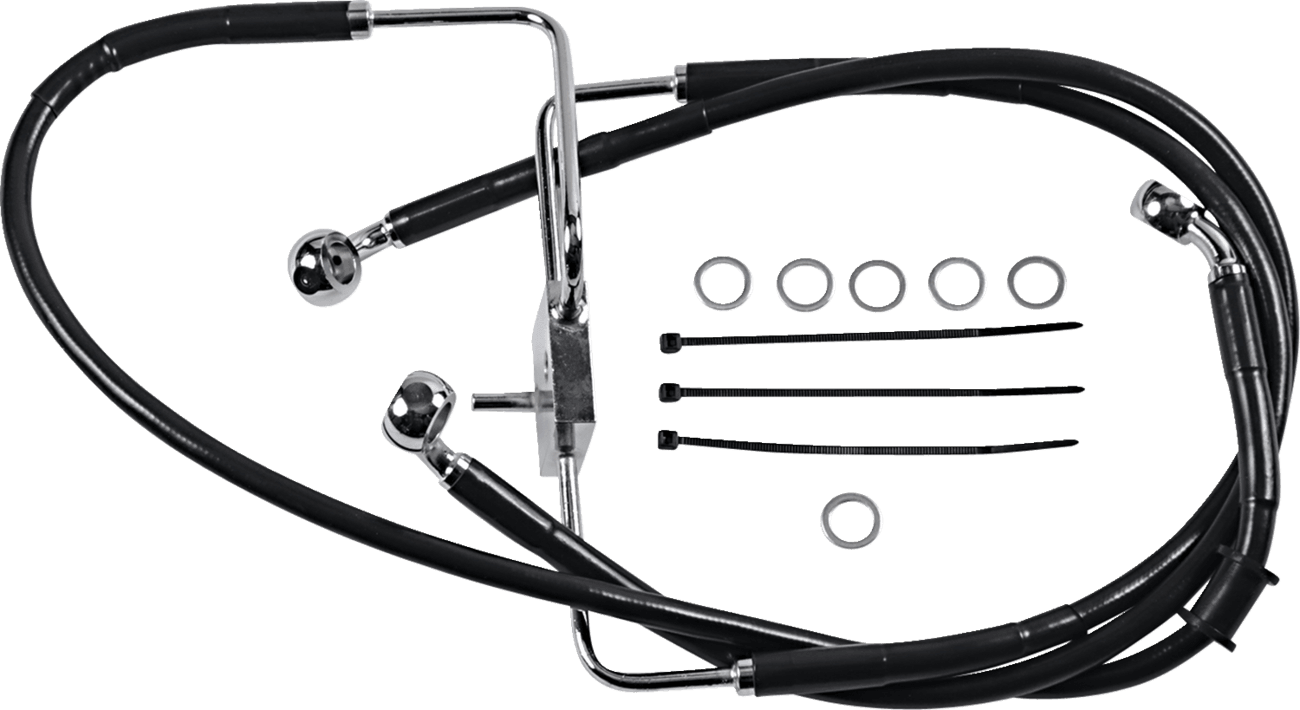DRAG SPECIALTIES 1741-5855 Brake Line - +8" - Black - XL