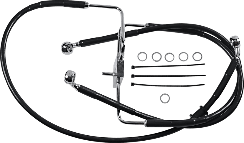 DRAG SPECIALTIES 1741-5856 Brake Line - +10" - Black - XL