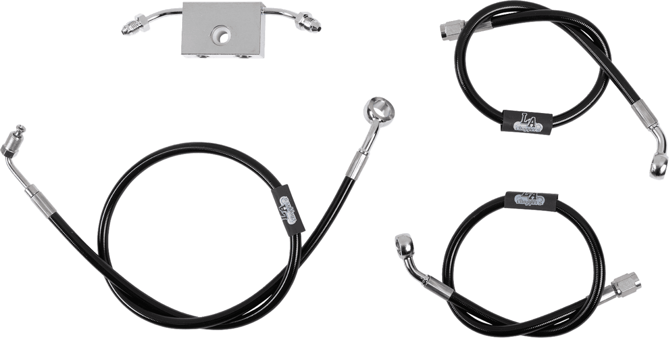 LA CHOPPERS 1741-6241 Brake Line - 12" - 14" Ape Hanger Handlebars - Black