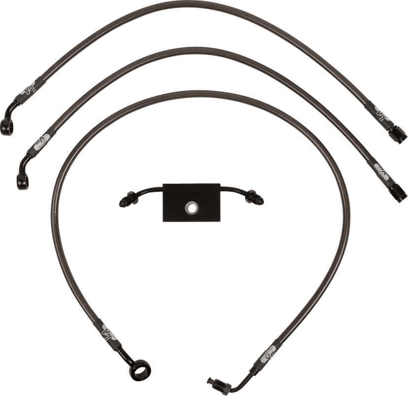 LA CHOPPERS 1741-6242 Brake Lines - 12" - 14" Ape Hanger Handlebars - Midnight