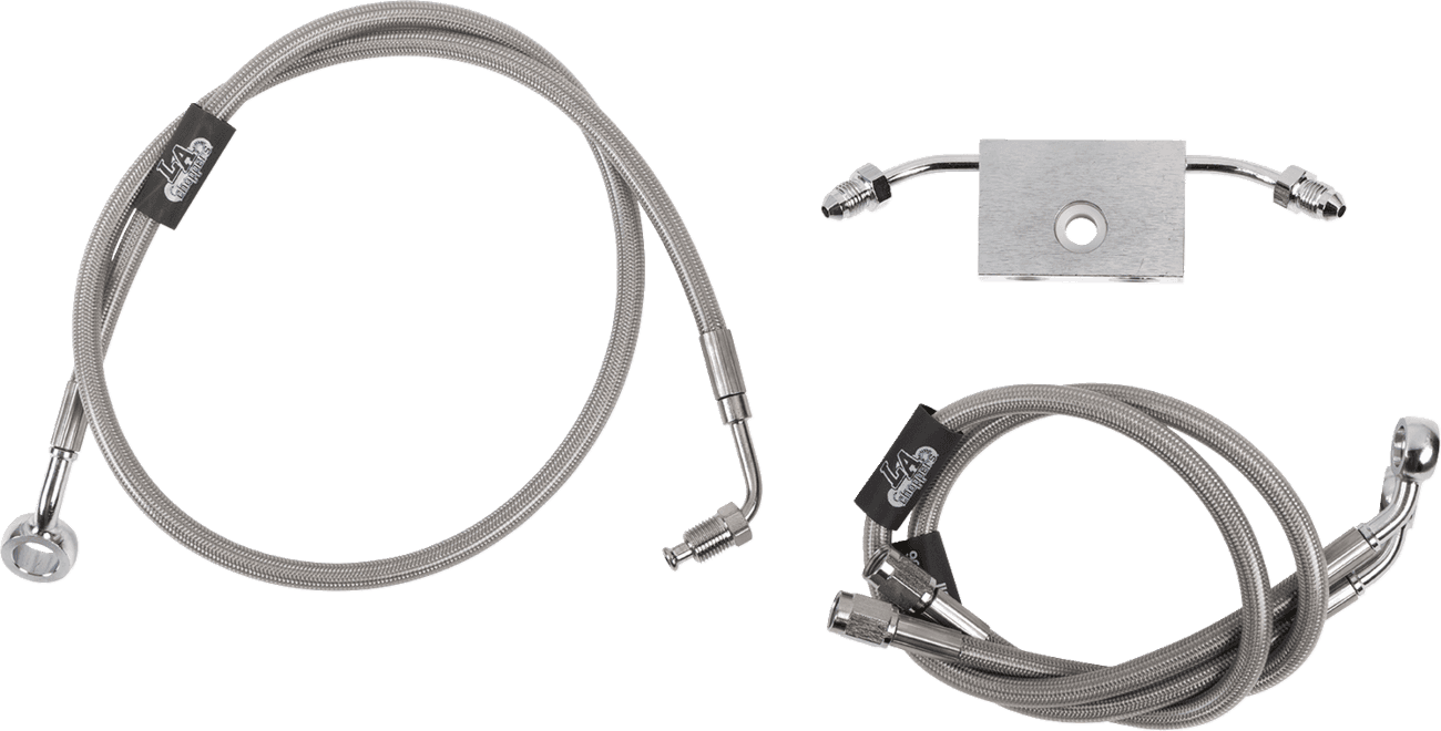 LA CHOPPERS 1741-6243 Brake Lines - 15" - 17" Ape Hanger Handlebars - Stainless Steel
