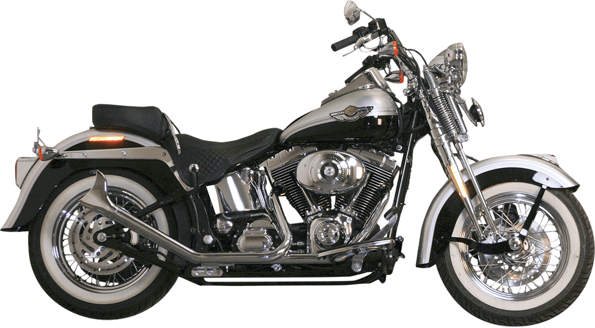 PAUGHCO 1800-2120 1-3/4" “Side by Side” Upsweep Fishtail Exhaust System - '00-'17 Twin Cam - Chrome