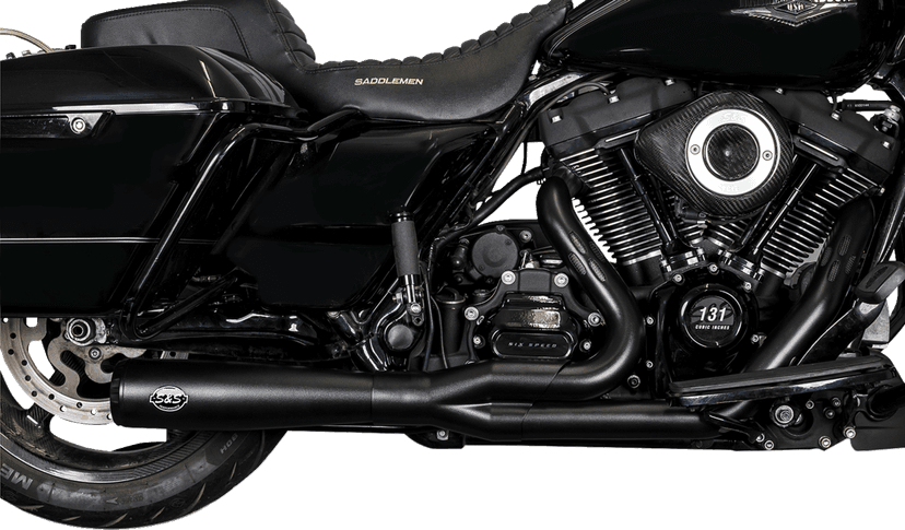 S&S CYCLE 1800-2545 2-into-1 Diamondback Exhaust System - Guardian Black - Race Only