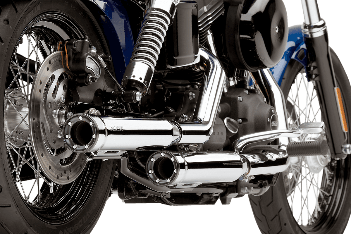 COBRA 1801-0719 Slip-On Mufflers with Race-Pro Tips - 3" - Chrome - FXD '91-'17