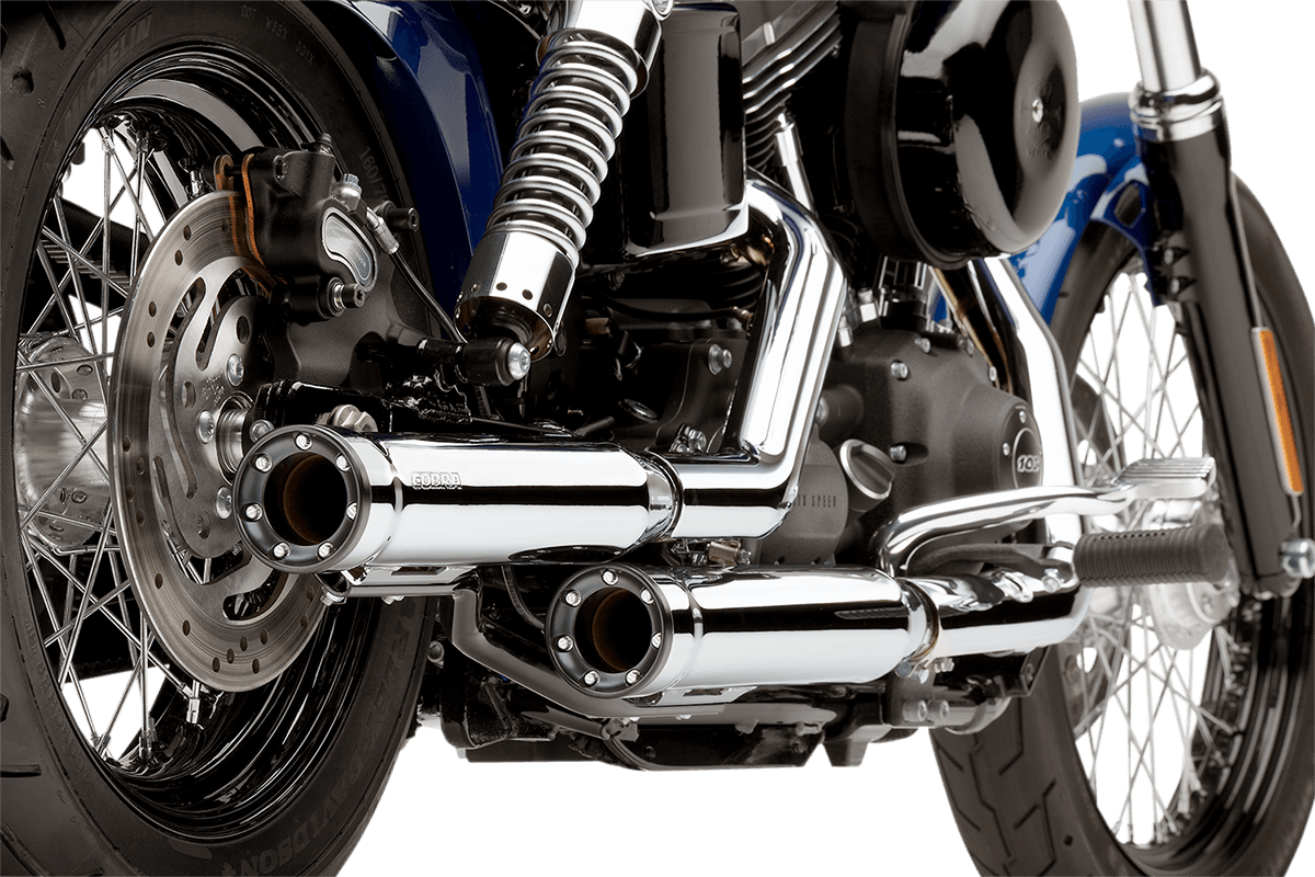 COBRA 1801-0719 Slip-On Mufflers with Race-Pro Tips - 3" - Chrome - FXD '91-'17