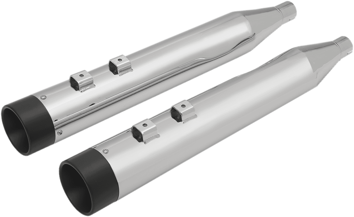 DRAG SPECIALTIES 1801-1262 4" Slip-On Mufflers with Billet End Caps - Chrome/Black
