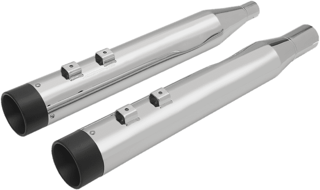 DRAG SPECIALTIES 1801-1264 4" Slip-On Mufflers with Billet End Caps - Chrome/Black — image 2 of 2