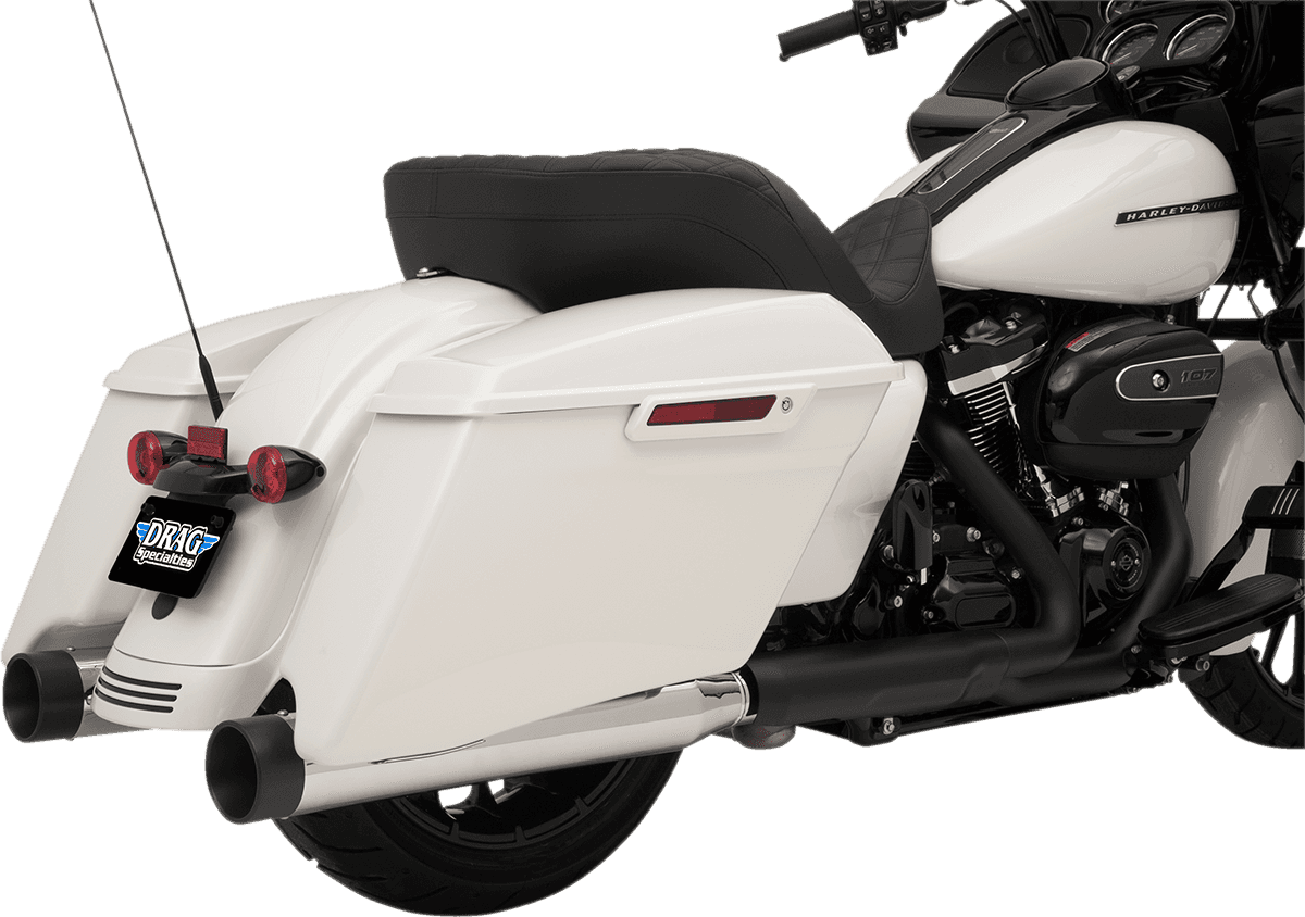 DRAG SPECIALTIES 1801-1264 4" Slip-On Mufflers with Billet End Caps - Chrome/Black