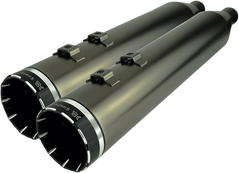 KHROME WERKS 1801-1453 4-1/2" HP-Plus® Slip-On Mufflers - Smoked Chrome with Tracer - Touring