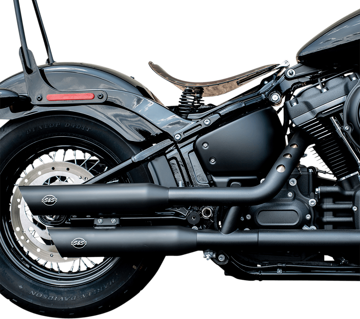 S&S CYCLE 1801-1474 Slash-Cut Slip-On Mufflers - 50 State - Guardian Black - FLFB