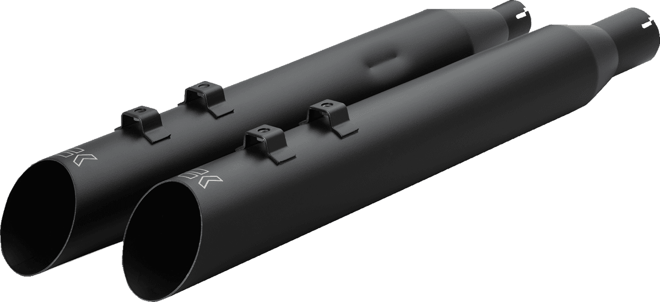 KHROME WERKS 1801-1865 HP-Plus® Slip-On Mufflers - 4" - M8 - Slash Up with Ripper Baffle - Black