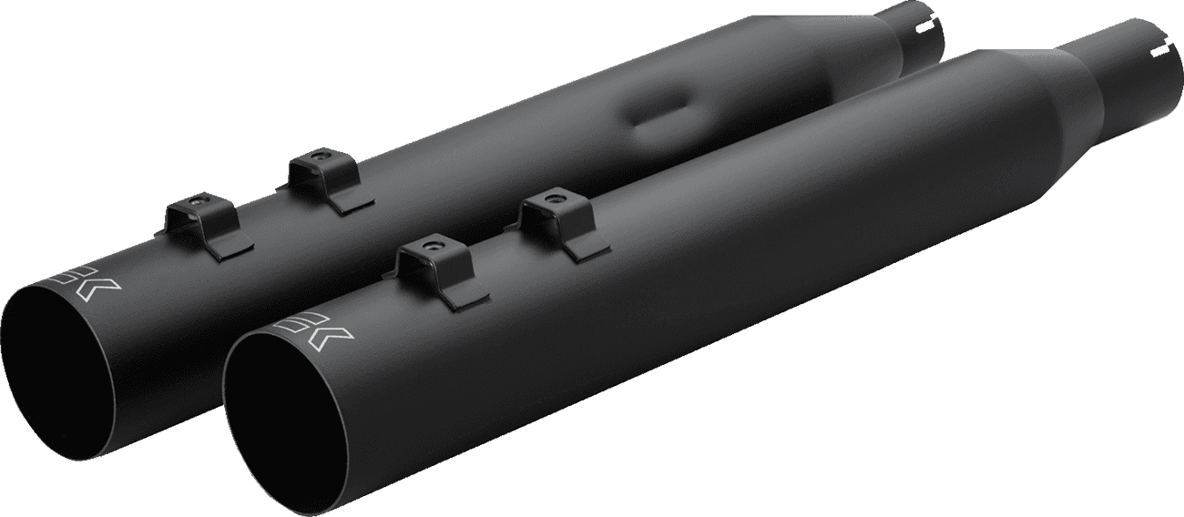 KHROME WERKS 1801-1872 HP-Plus® Slip-On Mufflers - 4" - Straight Cut with Ripper Baffle - M8 - Black