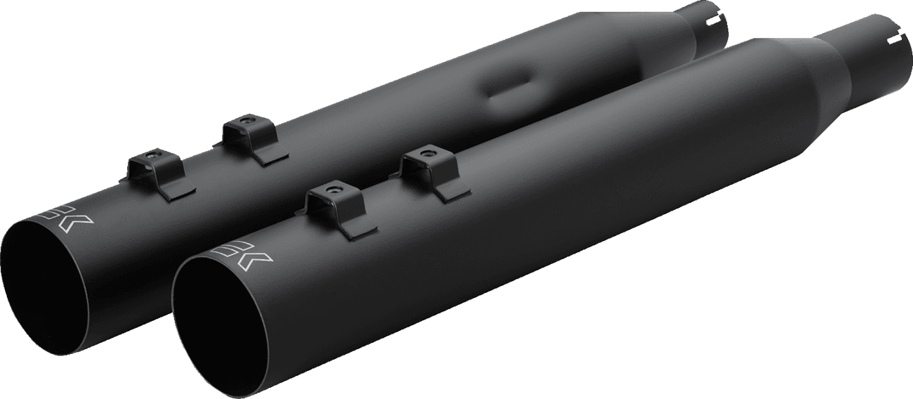 KHROME WERKS 1801-1872 HP-Plus® Slip-On Mufflers - 4" - Straight Cut with Ripper Baffle - M8 - Black