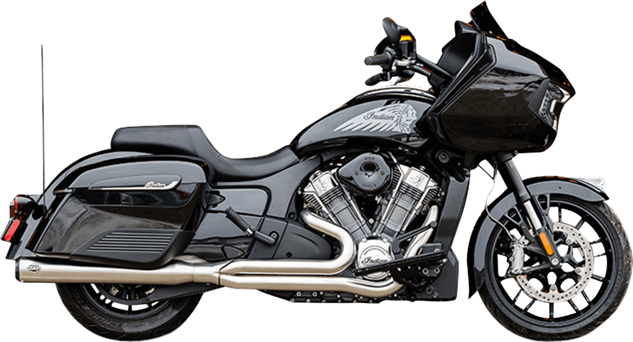 S&S CYCLE 1810-3256 2-into-1 Qualifier Exhaust System - Brushed Stainless Steel - Race Only - Indian with PowerPlus