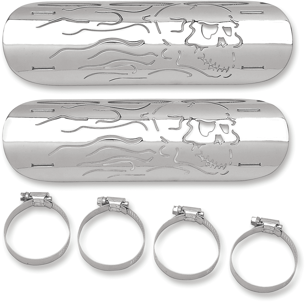 DRAG SPECIALTIES 1861-0102 Flame Skull Heat Shields